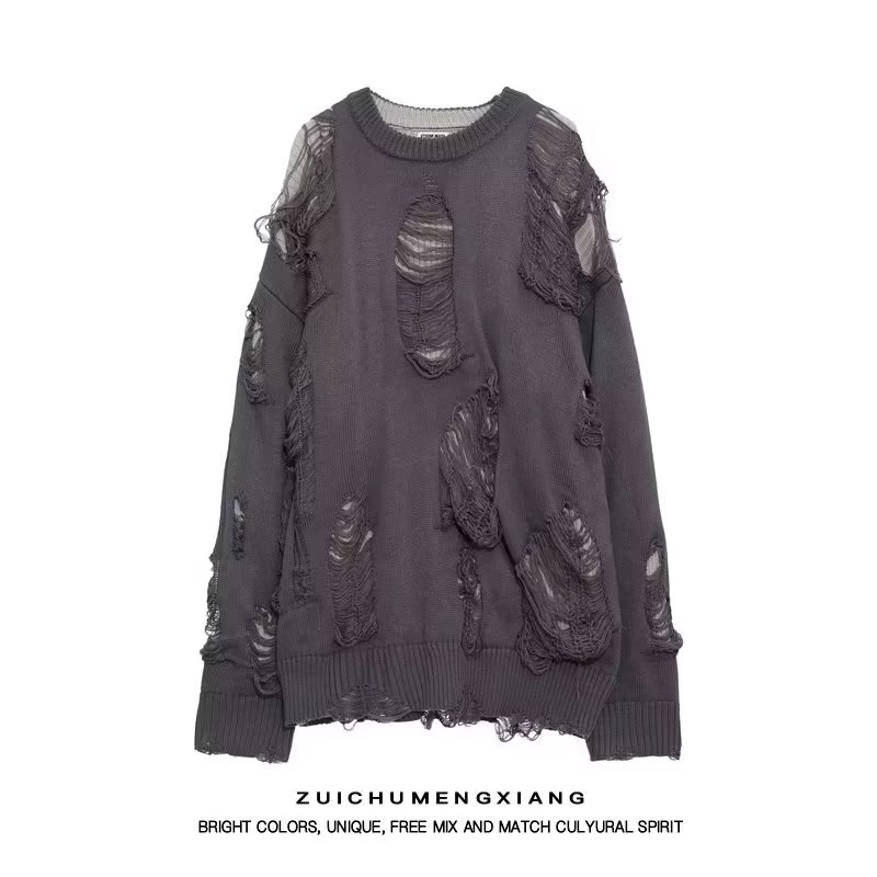 Áo Khoác sweater Dệt Kim Khoét Lỗ Thời Trang Thu Đông Mới 2023 Cho Nam