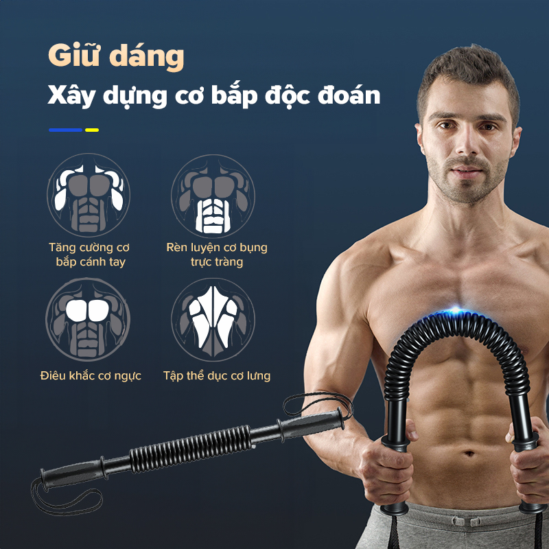 Gậy Lò Xo Tập Cơ Tay 50kg giá rẻ Tập Cơ Vai Gym-Yoga Lò Xo Tập Bắp Tay Power Twister Cao Cấp Chuyên dụng tập cơ bắp.