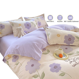 Bộ đồ giường DABRA 4 trong 1 với ga giường 1m2 1m5 1m8 mềm mại thoáng khí có áo gối