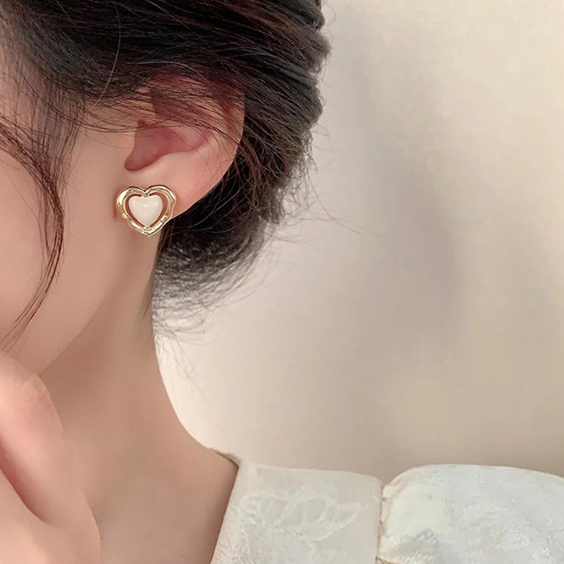 Pinkdudu Kẹo Màu Hoa tai đinh tán hình trái tim Tính cách Thời trang Hợp thời trang Nữ hợp kim Hoa tai đinh tán Trang sức PD1608