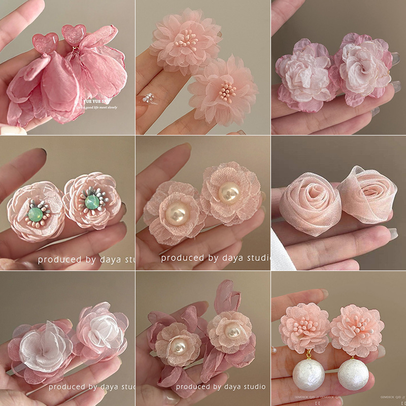 Bông Tai Bạc Hình Hoa Đơn Giản Tươi Mới Dễ Phối Đồ Cho Nữ