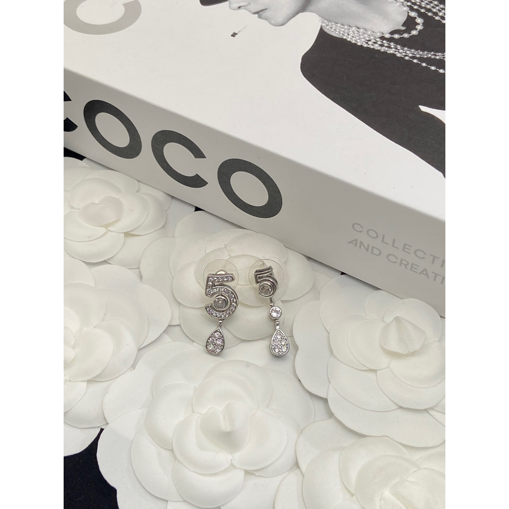 Mới Set Dây Chuyền Và Đôi Khuyên Tai Số 5 Bằng Thép Titan Thời Trang Dành Cho Nữ