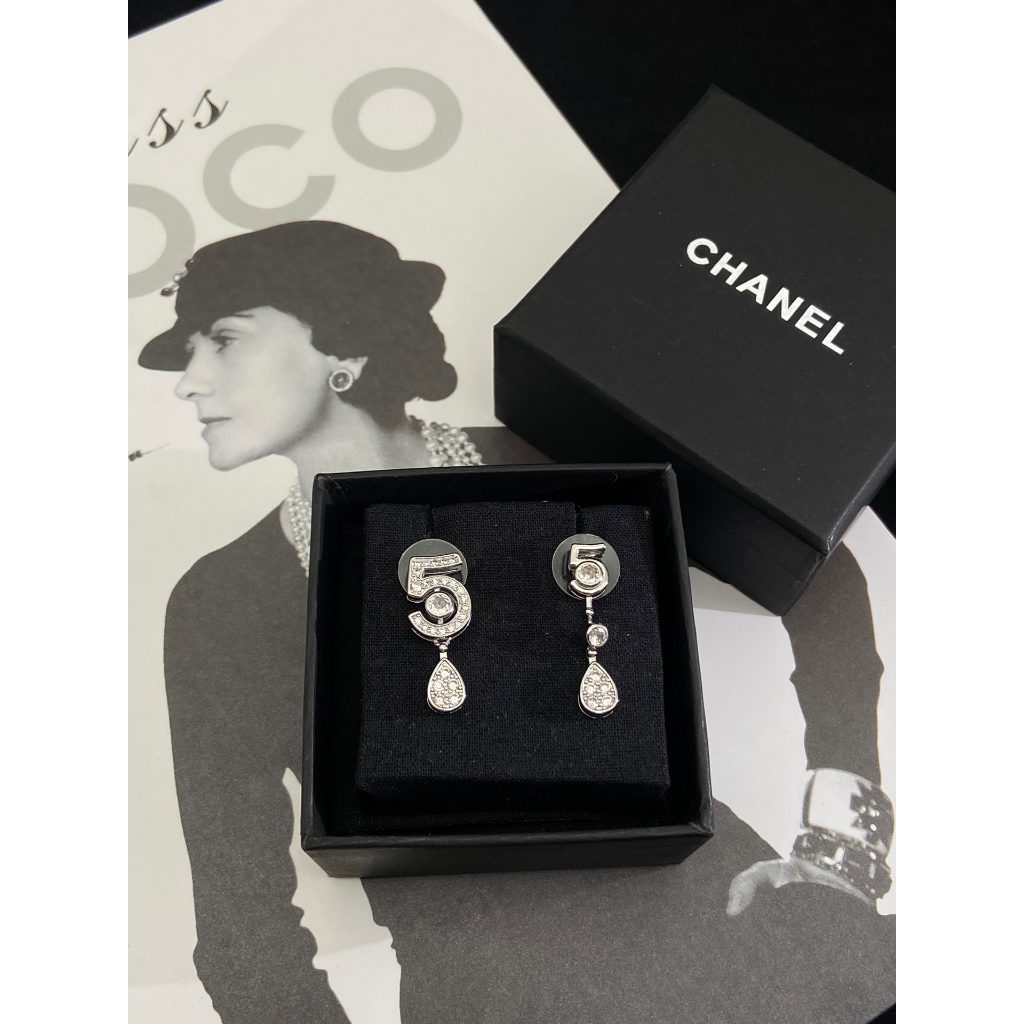 Mới Set Dây Chuyền Và Đôi Khuyên Tai Số 5 Bằng Thép Titan Thời Trang Dành Cho Nữ