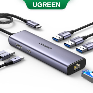 Ugreen Bộ Chuyển Đổi hub 4k30hz 6 Trong 1 type c Sang hdmi rj45 usb a 3.0 Cho macbook pro 2022