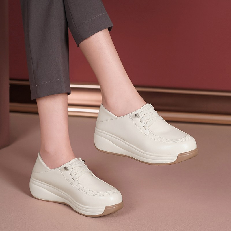 Giày Búp Bê Da Mềm Phong Cách Dân Tộc Cho Phụ Nữ Trung Niên