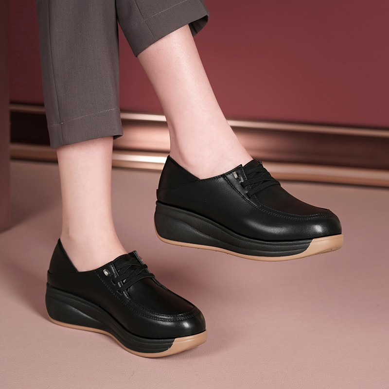 Giày Búp Bê Da Mềm Phong Cách Dân Tộc Cho Phụ Nữ Trung Niên