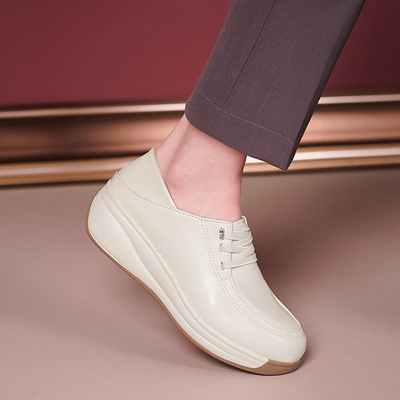 Giày Búp Bê Da Mềm Phong Cách Dân Tộc Cho Phụ Nữ Trung Niên