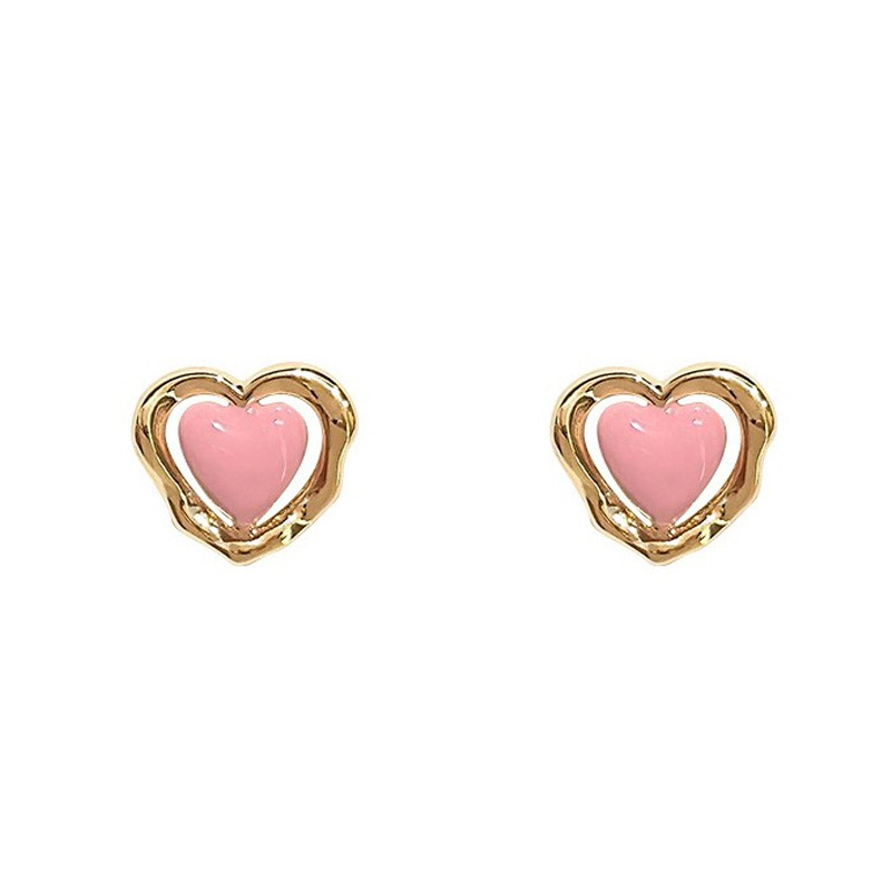 Pinkdudu Kẹo Màu Hoa tai đinh tán hình trái tim Tính cách Thời trang Hợp thời trang Nữ hợp kim Hoa tai đinh tán Trang sức PD1608