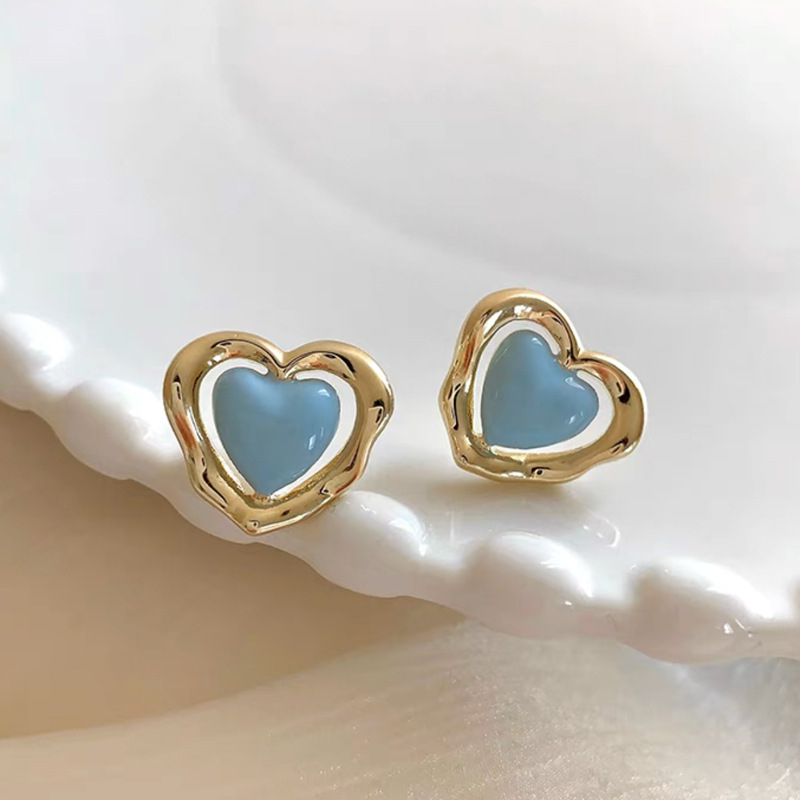Pinkdudu Kẹo Màu Hoa tai đinh tán hình trái tim Tính cách Thời trang Hợp thời trang Nữ hợp kim Hoa tai đinh tán Trang sức PD1608