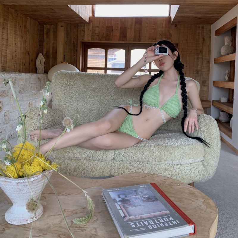 Bộ Đồ Bơi Ba Mảnh Không Tay Kèm Đệm Ngực Màu Trơn Co Giãn Thời Trang 2023