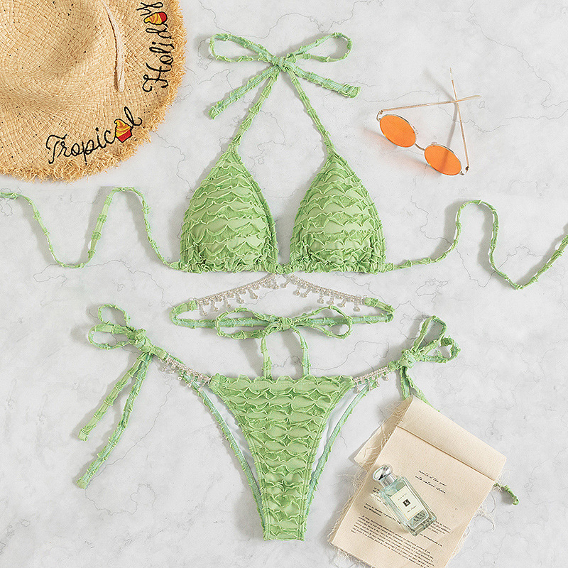 Bộ Đồ Bơi Ba Mảnh Không Tay Kèm Đệm Ngực Màu Trơn Co Giãn Thời Trang 2023