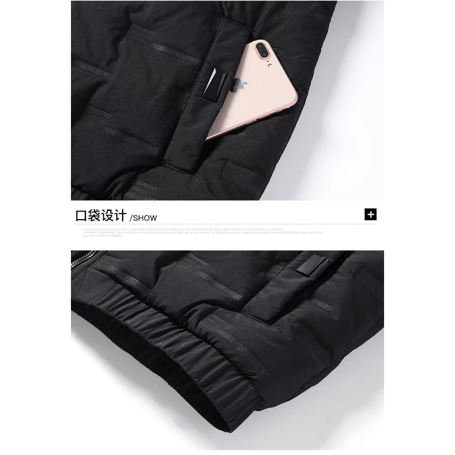 Hanlu Áo Khoác Phao Có Mũ Trùm Dày Dặn Giữ Ấm Đa Năng Chất Lượng Cao Thường Ngày Cho Nam