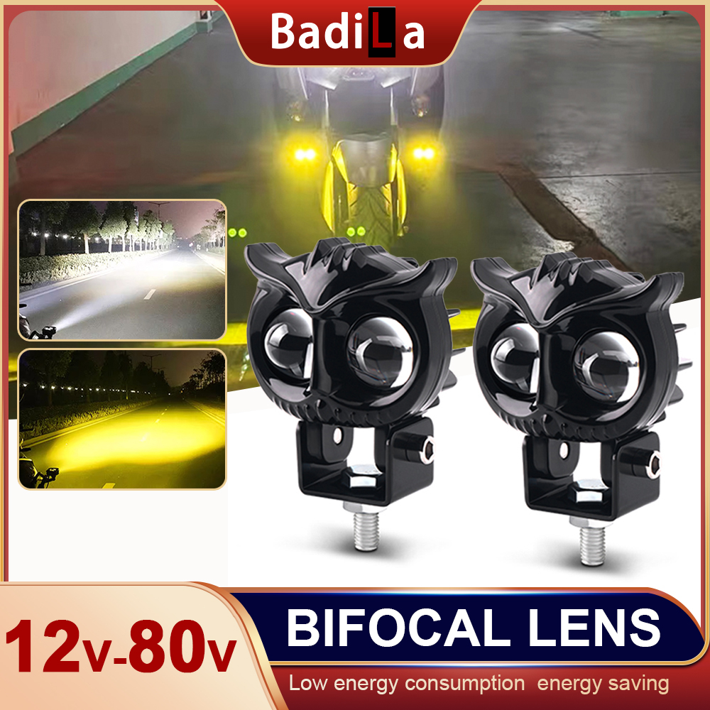 Bộ Đèn Pha Xe Máy 12v-80v mini Hai Màu Siêu Sáng