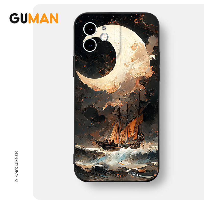 Ốp lưng GUMAN mềm độc lạ đen dễ thương đẹp Cho iPhone 15 14 13 12 11 Pro Max SE 2020 X XR XS 8 7 ip 6S 6 Plus kute xyb2340
