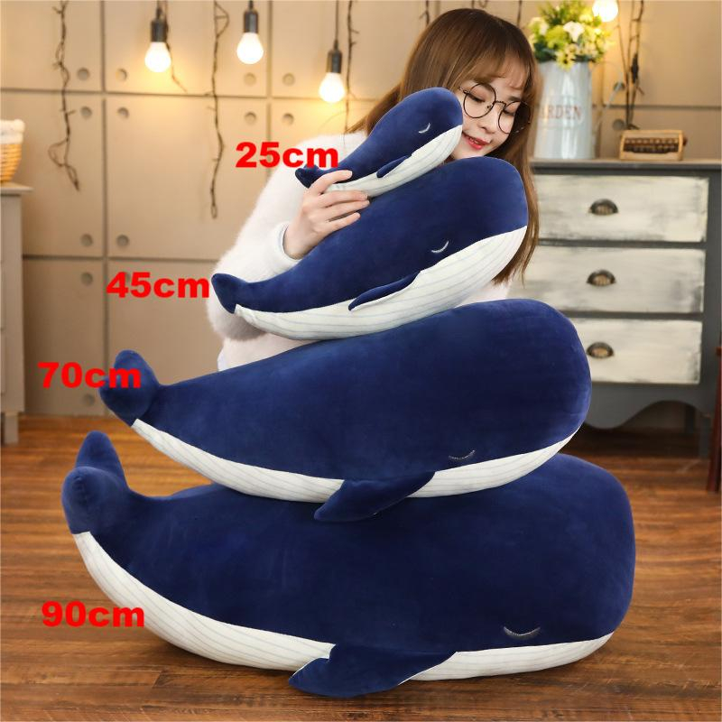 Búp bê nhồi bông hình cá voi xanh dễ thương thích hợp cho bé