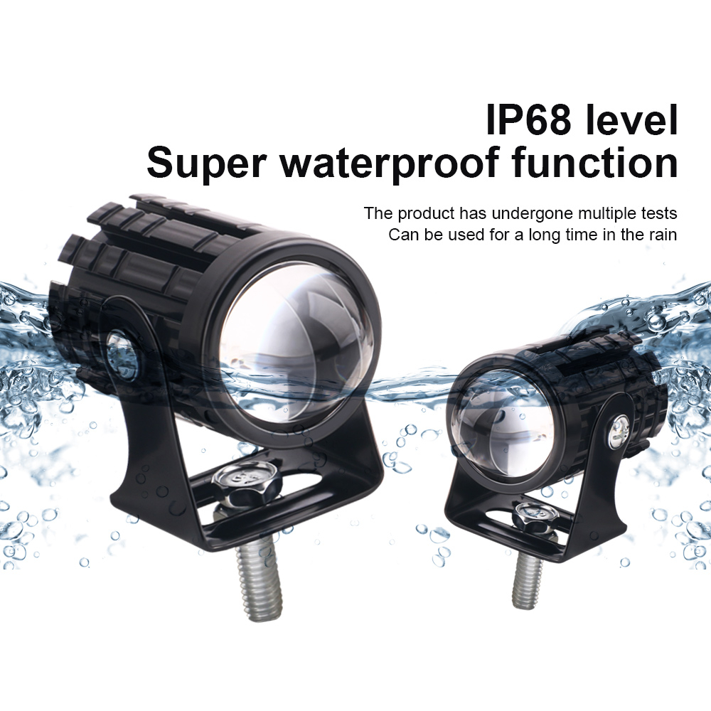 Bộ 2 Đèn Pha led Mắt Cá mini Siêu Sáng Hai Màu 12v-80v Cho Xe Mô Tô