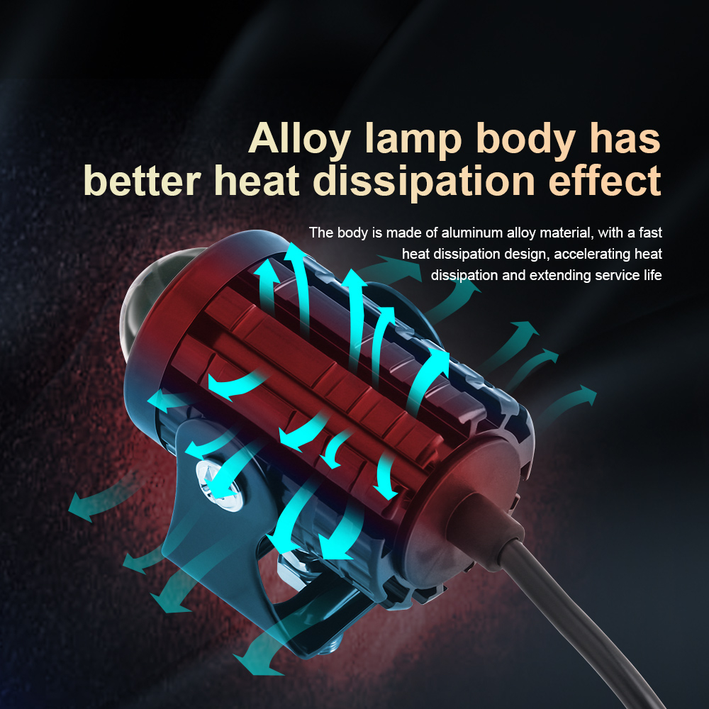 Bộ 2 Đèn Pha led Mắt Cá mini Siêu Sáng Hai Màu 12v-80v Cho Xe Mô Tô