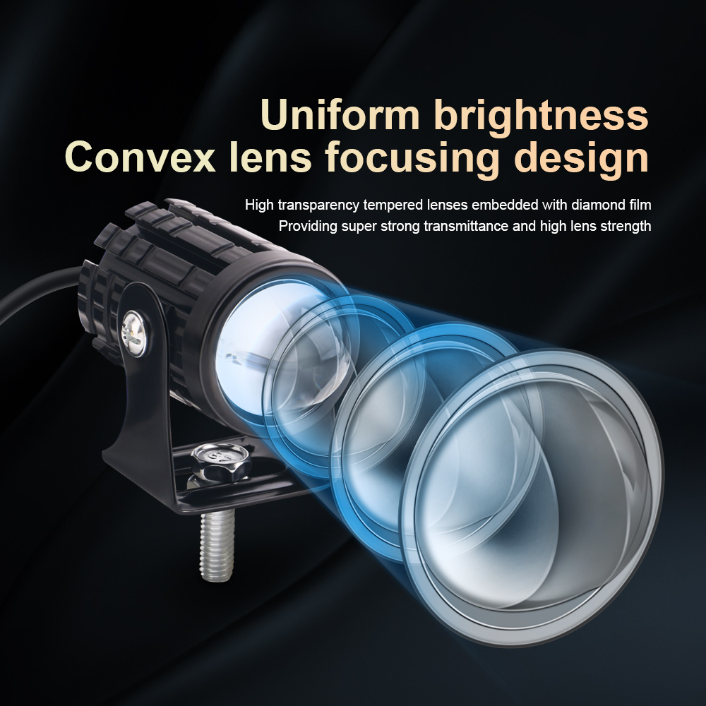 Bộ 2 Đèn Pha led Mắt Cá mini Siêu Sáng Hai Màu 12v-80v Cho Xe Mô Tô