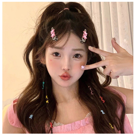 Set 7 Kẹp Tóc Hình Ngôi Sao Màu Hồng Ngọt Ngào Cho Bé Gái