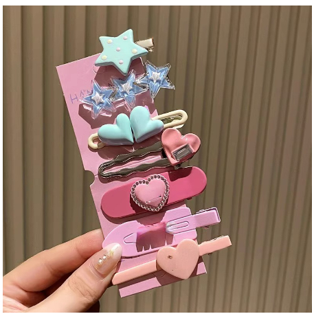 Set 7 Kẹp Tóc Hình Ngôi Sao Màu Hồng Ngọt Ngào Cho Bé Gái