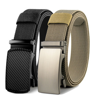 Thắt Lưng nylon Khóa Kim Loại Tự Động Co Giãn Phong Cách Quân Đội Cho Nam