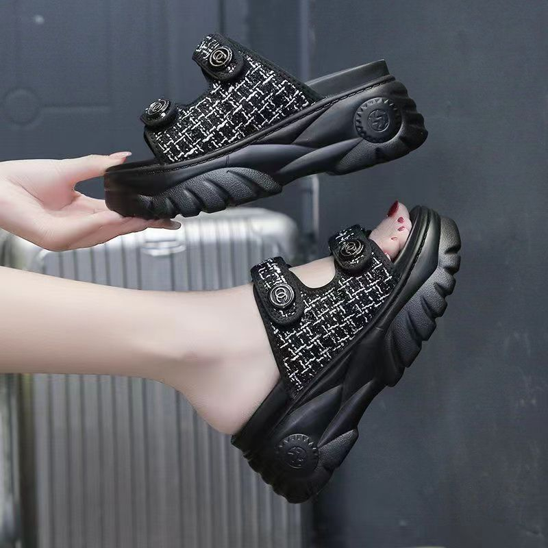 Dép sandal đế dày dép lê tăng chiều cao đế dày bánh xốp thường ngày phong cách Hàn Quốc