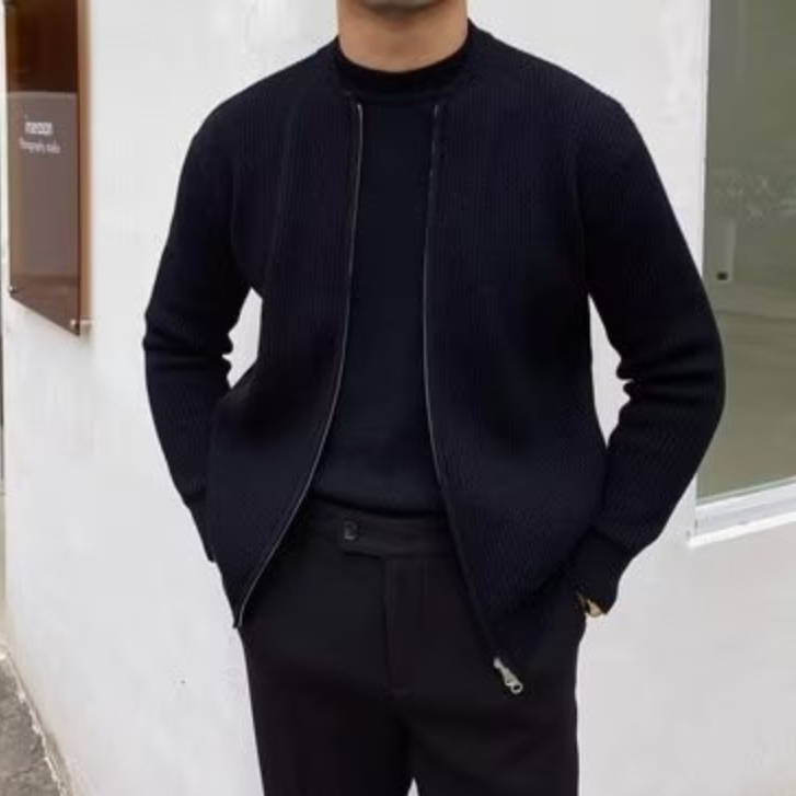 Áo len dệt kim nam Meason có khóa kéo áo len Vòng cổ đan