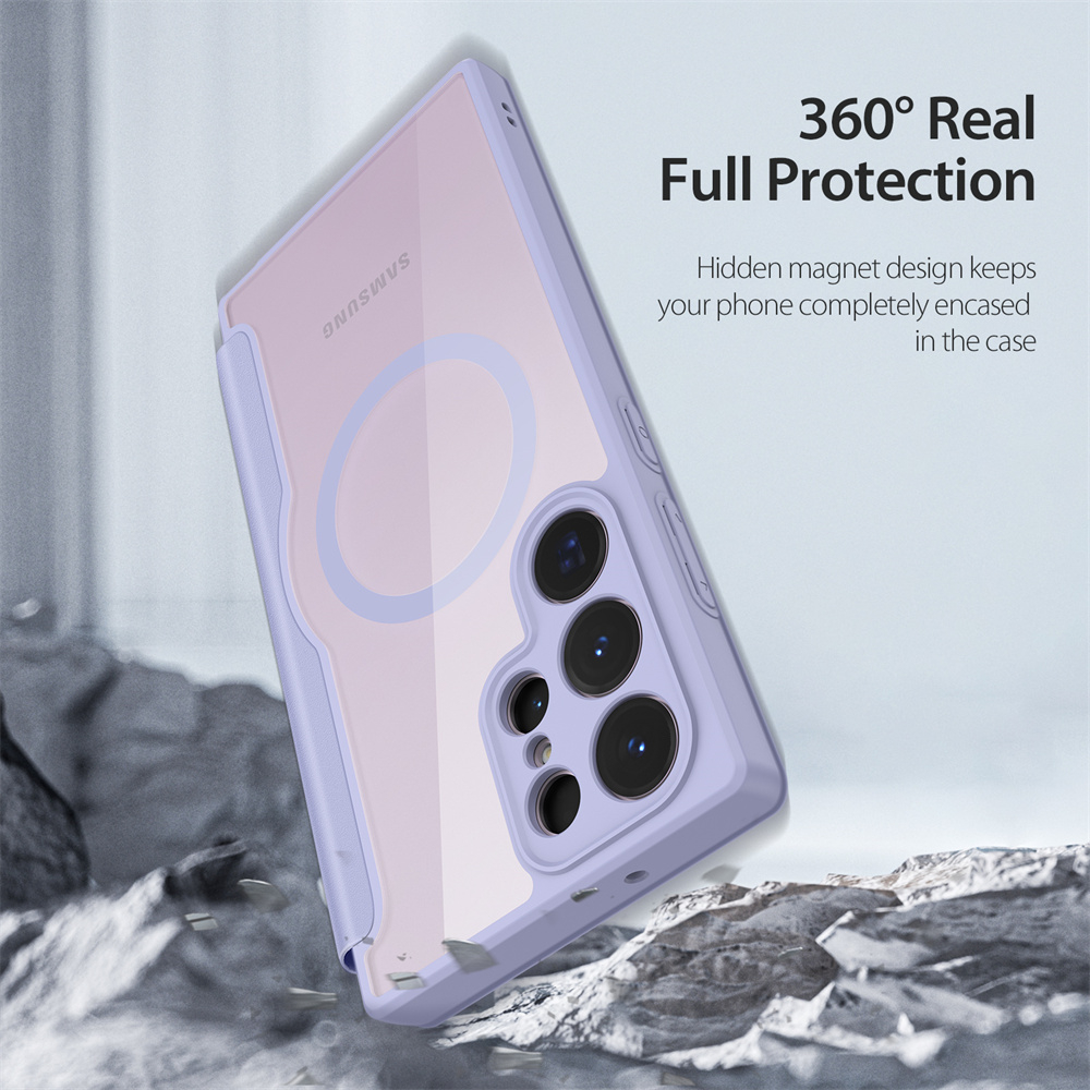 UFLAXE Magnetic Ốp Cho Samsung Galaxy S23 Ultra Ốp Lưng Điện Thoại Gập Chống Sốc Trong Suốt có Khe Ốp Thẻ Bảo Vệ Toàn Diện