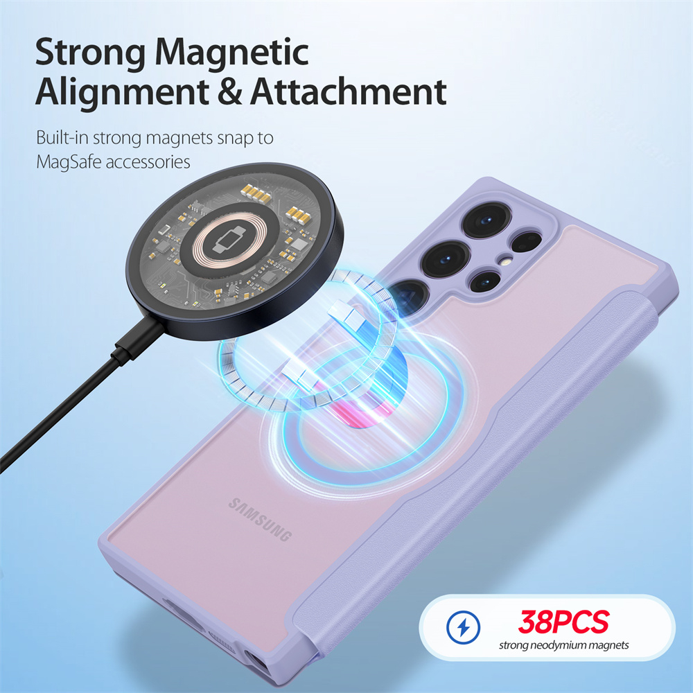 UFLAXE Magnetic Ốp Cho Samsung Galaxy S23 Ultra Ốp Lưng Điện Thoại Gập Chống Sốc Trong Suốt có Khe Ốp Thẻ Bảo Vệ Toàn Diện