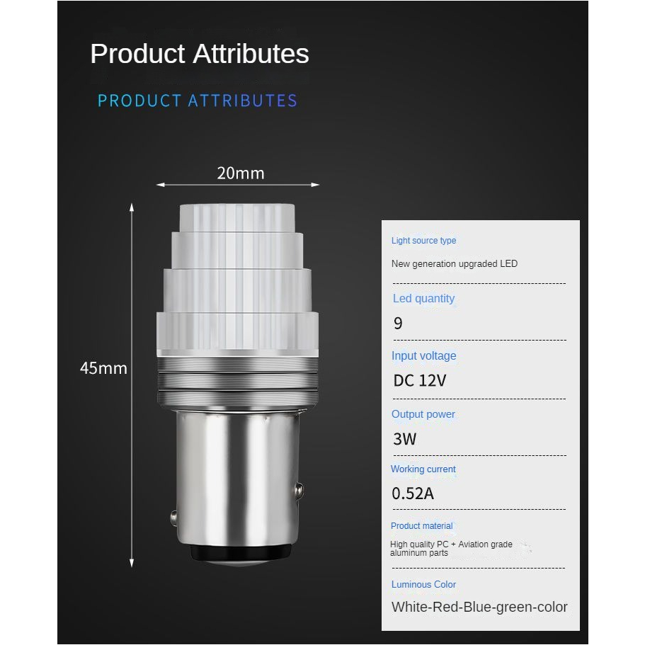 Đèn Led Phanh 1157 rgb 2835 9smd 3d Siêu Sáng Gắn Đuôi Xe Mô Tô