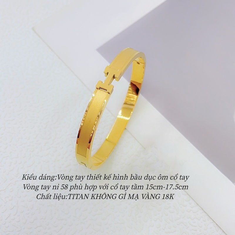 Vòng tay titan không gỉ mạ vàng 18k thiết kế mặt chữ H phong cách thời trang trẻ trung thanh lịch dành cho nữ