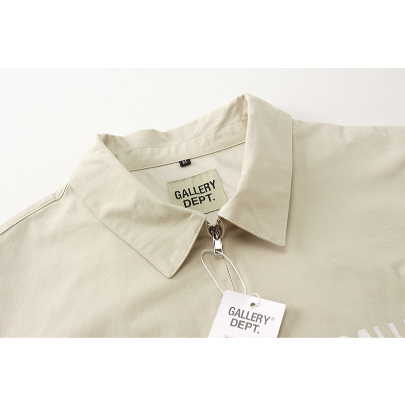 Áo Khoác Huấn Luyện Viên Có Khóa Kéo In logo Chữ Màu Be Phong Cách Đường Phố Hàng Mới