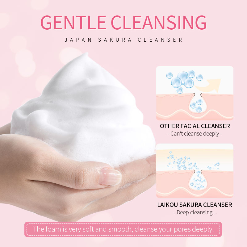 Set mỹ phẩm chăm sóc da LAIKOU gồm sữa rửa mặt 50g serum 17ml kem dưỡng da mặt 25g chiết xuất hoa anh đào Nhật Bản
