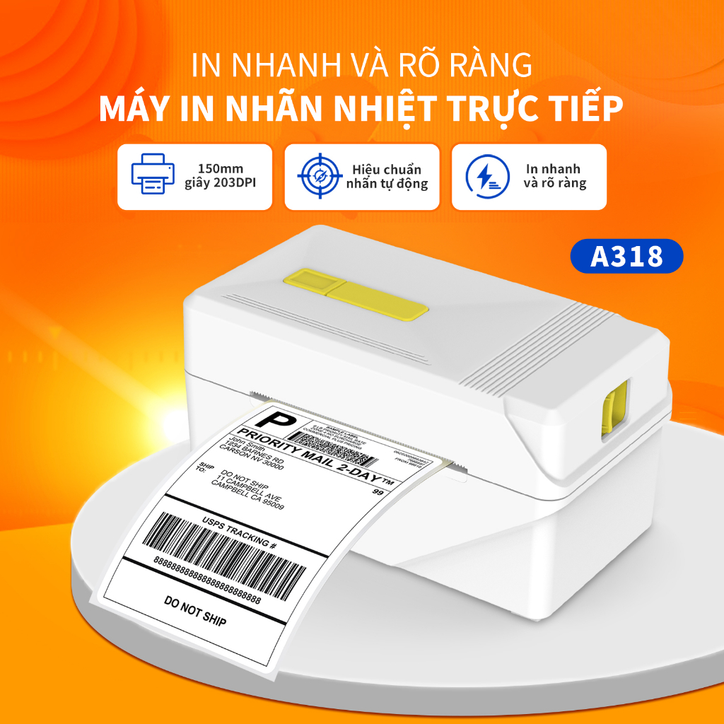 Máy In Nhiệt FlashLabel A318 In Khổ A7 In Đơn Hàng, Phiếu Gửi, Minicode, Logo Tự Dán