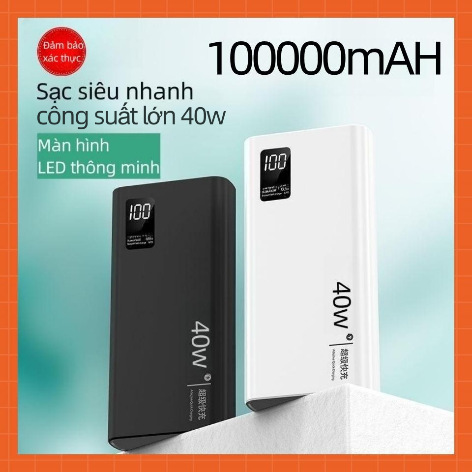 Pin Sạc Dự Phòng Công Suất Cao 100000 mAh Sạc Nhanh 40W Màn Hình Thuật Số Tích