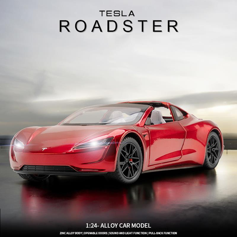 Xe Hơi Đồ Chơi tesla roadster Tỉ Lệ 1: 24 Có Đèn Và Nhạc