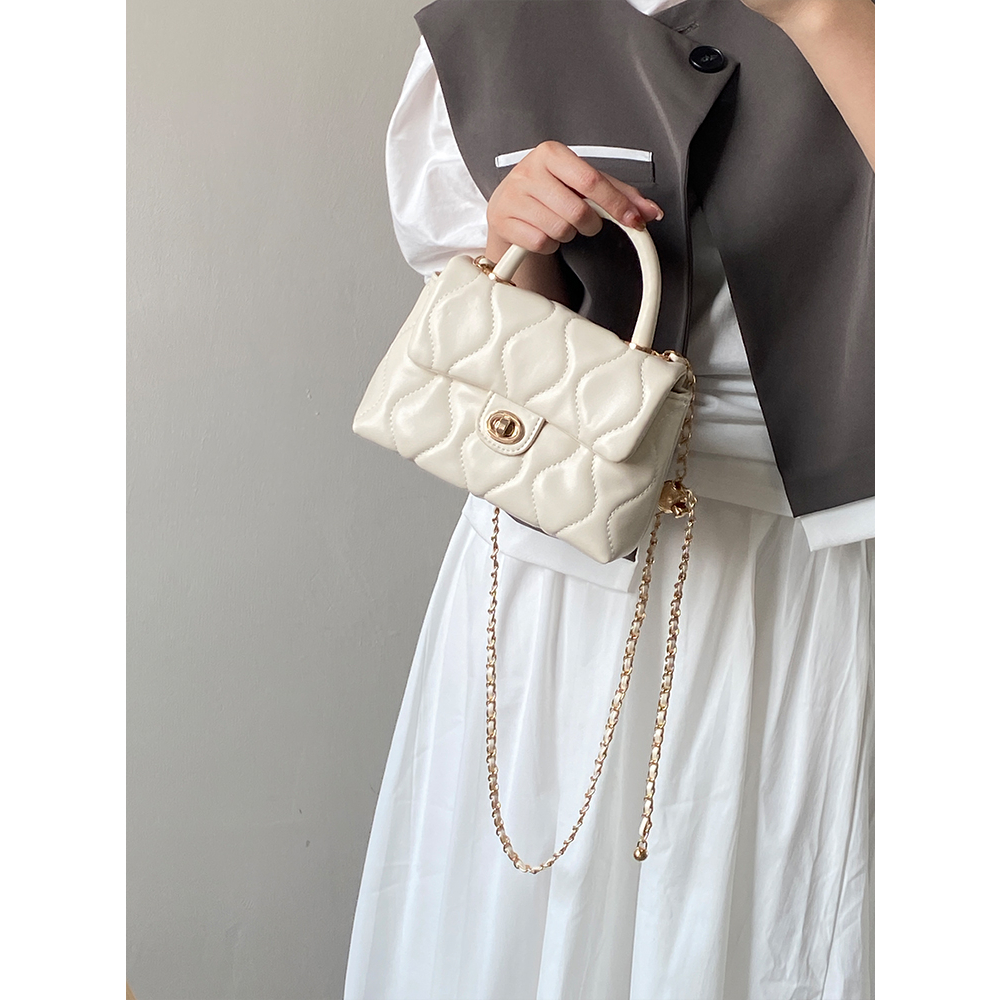 IELGY Túi Xách Đeo Vai Cỡ Nhỏ Thêu Họa Tiết Kim Cương Đen Phối Dây Xích Thời Trang Cho Nữ