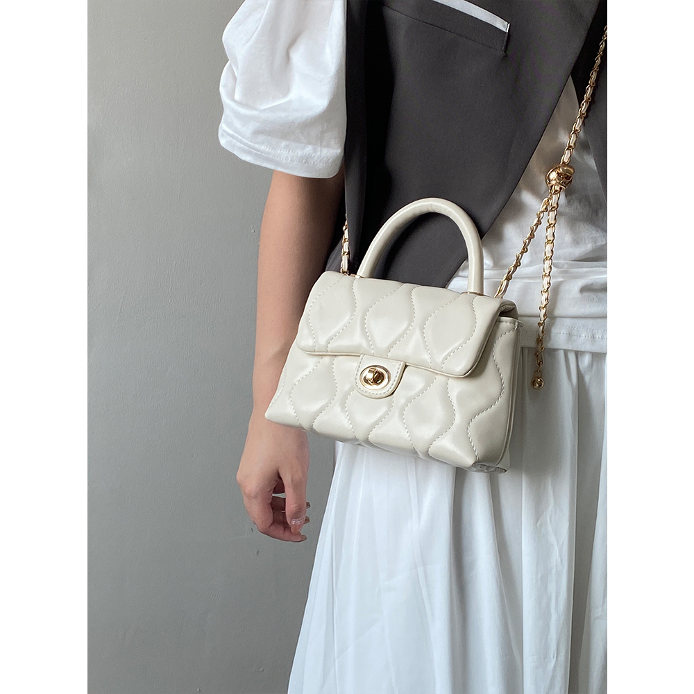 IELGY Túi Xách Đeo Vai Cỡ Nhỏ Thêu Họa Tiết Kim Cương Đen Phối Dây Xích Thời Trang Cho Nữ