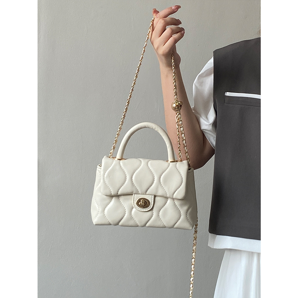 IELGY Túi Xách Đeo Vai Cỡ Nhỏ Thêu Họa Tiết Kim Cương Đen Phối Dây Xích Thời Trang Cho Nữ