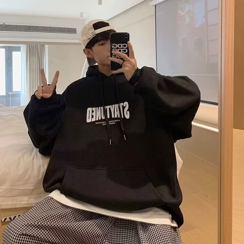 Áo Hoodie Dáng Rộng In Chữ Phong Cách Hàn Quốc Thời Trang Mùa Thu Cho Nam