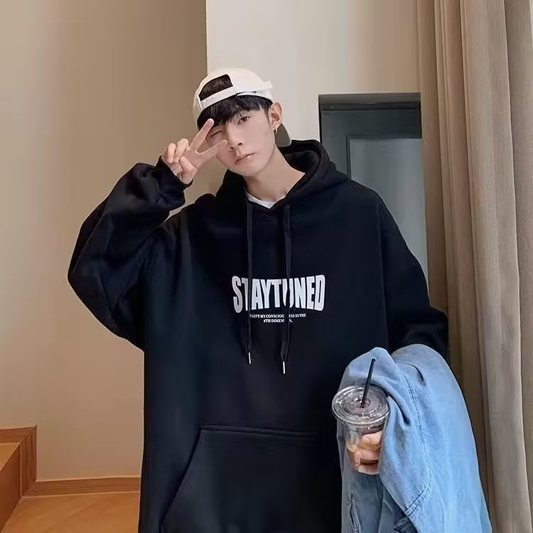Áo Hoodie Dáng Rộng In Chữ Phong Cách Hàn Quốc Thời Trang Mùa Thu Cho Nam