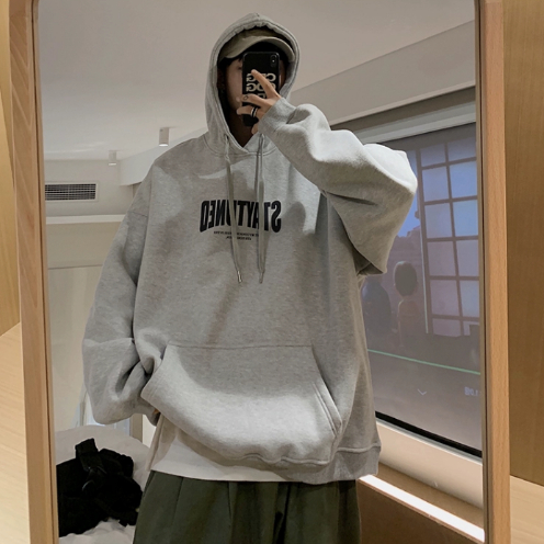 Áo Hoodie Dáng Rộng In Chữ Phong Cách Hàn Quốc Thời Trang Mùa Thu Cho Nam