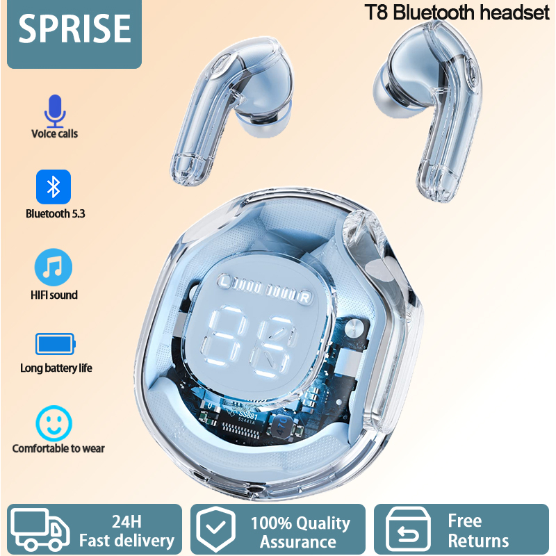 SPRISE T8 Tai nghe Bluetooth không dây trong suốt có dây buộc