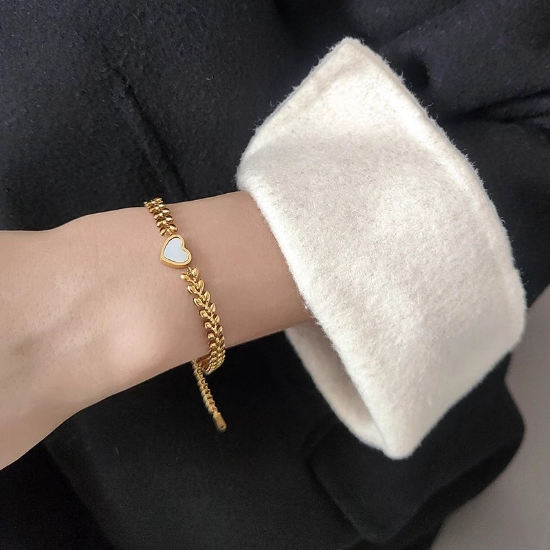 Vòng Tay Vỏ Sò Trắng 18K Bằng Thép Không Gỉ S061 Phong Cách Vintage