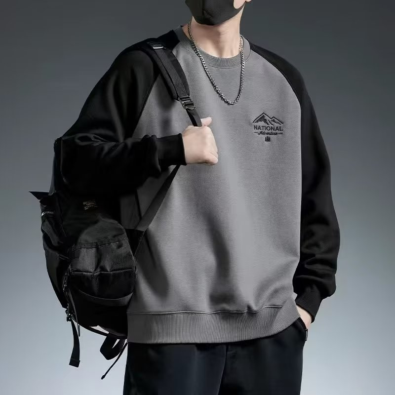 Áo Sweater Tay Dài Cổ Tròn Hai Màu Sắc Tương Phản Phong Cách Mỹ Thời Trang Xuân Thu 2023 Cho Nam Giới Size m-3xl