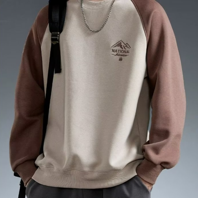 Áo Sweater Tay Dài Cổ Tròn Hai Màu Sắc Tương Phản Phong Cách Mỹ Thời Trang Xuân Thu 2023 Cho Nam Giới Size m-3xl