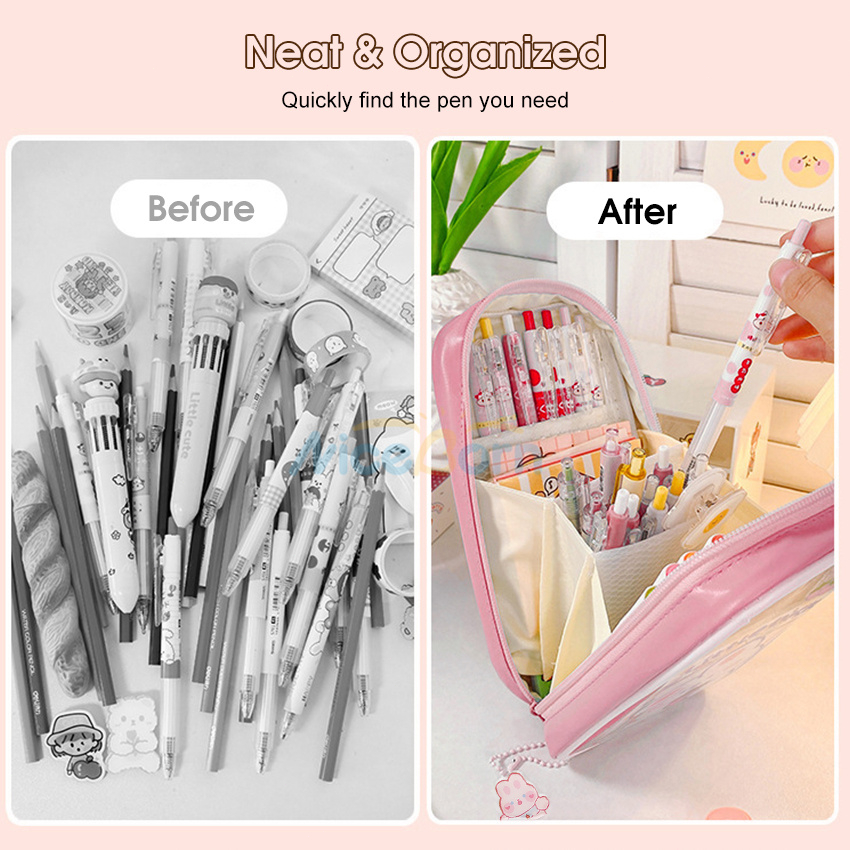 Niceborn Túi Đựng Bút Cầm Tay Trong Suốt Họa Tiết 3d Dễ Thương Sức Chứa Lớn