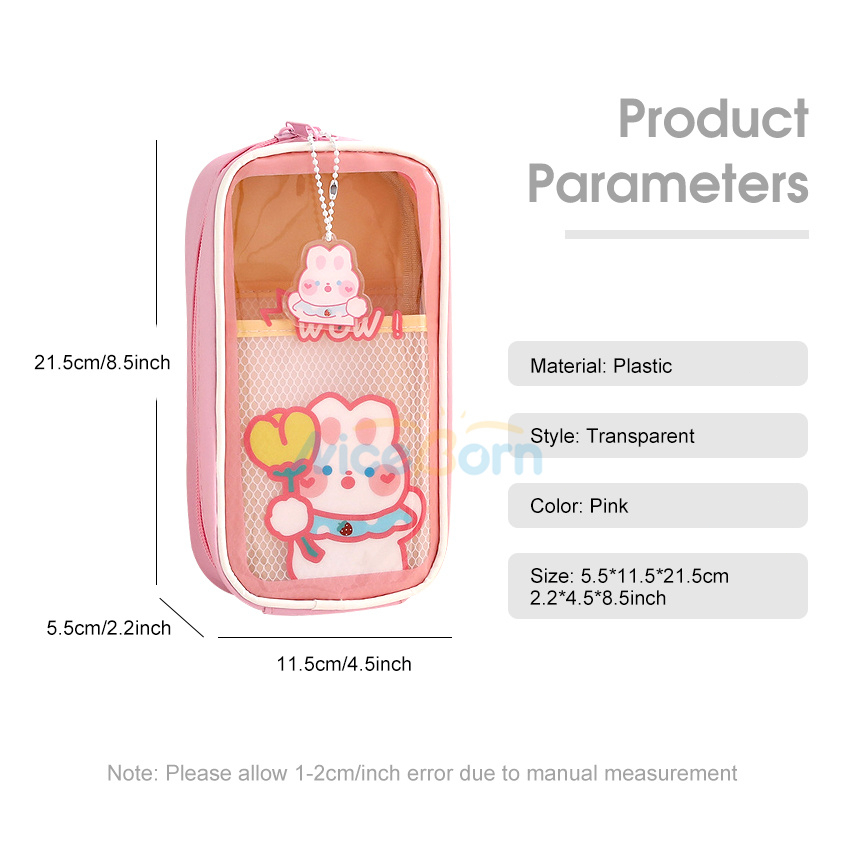 Niceborn Túi Đựng Bút Cầm Tay Trong Suốt Họa Tiết 3d Dễ Thương Sức Chứa Lớn