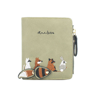  KAITIFEI Nữ Ví Ngắn Cầm Tay Đựng Thẻ Chống Khử Từ Thêu Đáng Yêu Zip Đồng Xu Túi Da Khá Sang Trọng Nhiều Ngăn Túi Ví Nhỏ Mini 