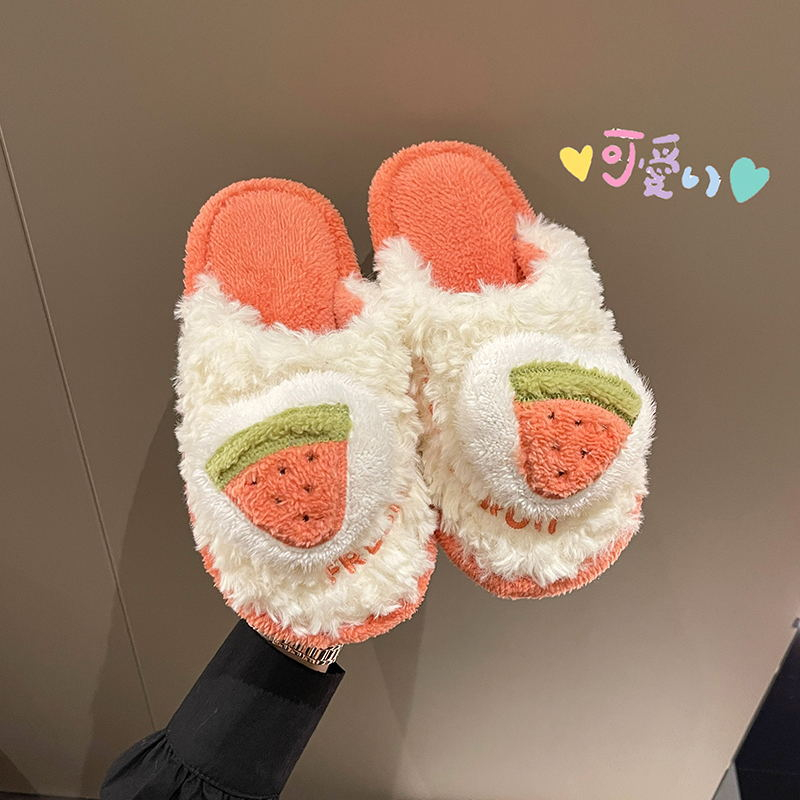 Dép Bông Đi Trong Nhà Hình Trái Dâu Xinh Xắn Cho Cặp Đôi
